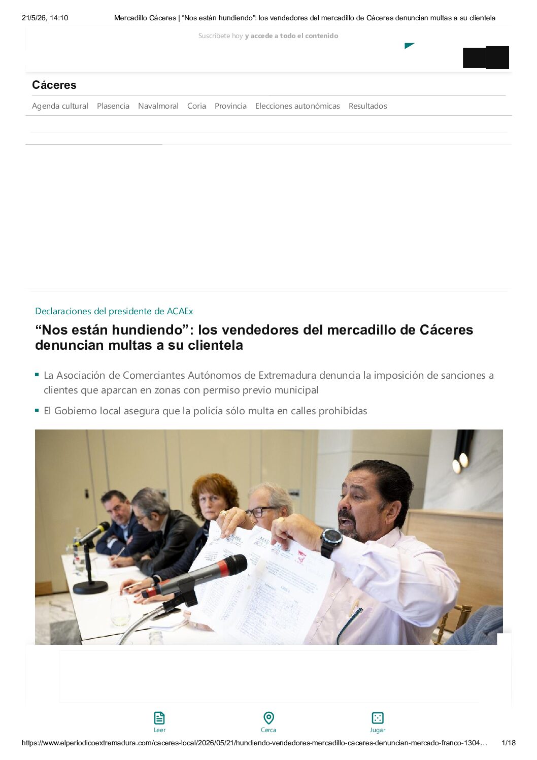 «NOS ESTÁN HUNDIENDO»: LOS VENDEDORES DEL MERCADILLO DE CÁCERES DENUNCIAN MULTAS A SU CLIENTELA