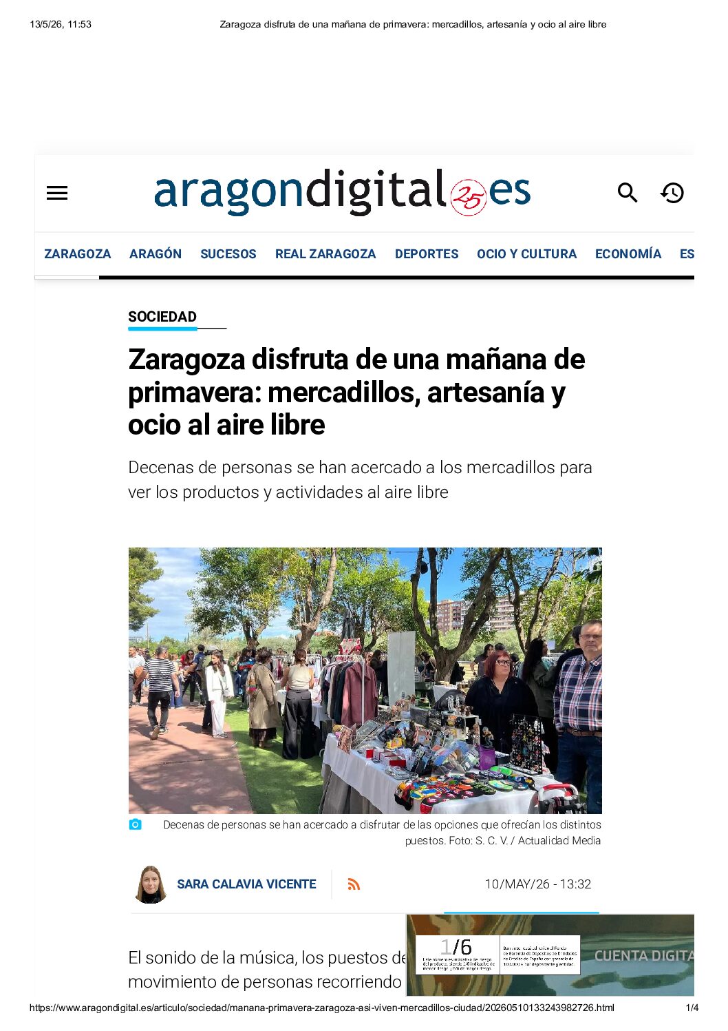 ZARAGOZA DISFRUTA DE UNA MAÑANA DE PRIMAVERA: MERCADILLOS, ARTESANÍA Y OCIO AL AIRE LIBRE