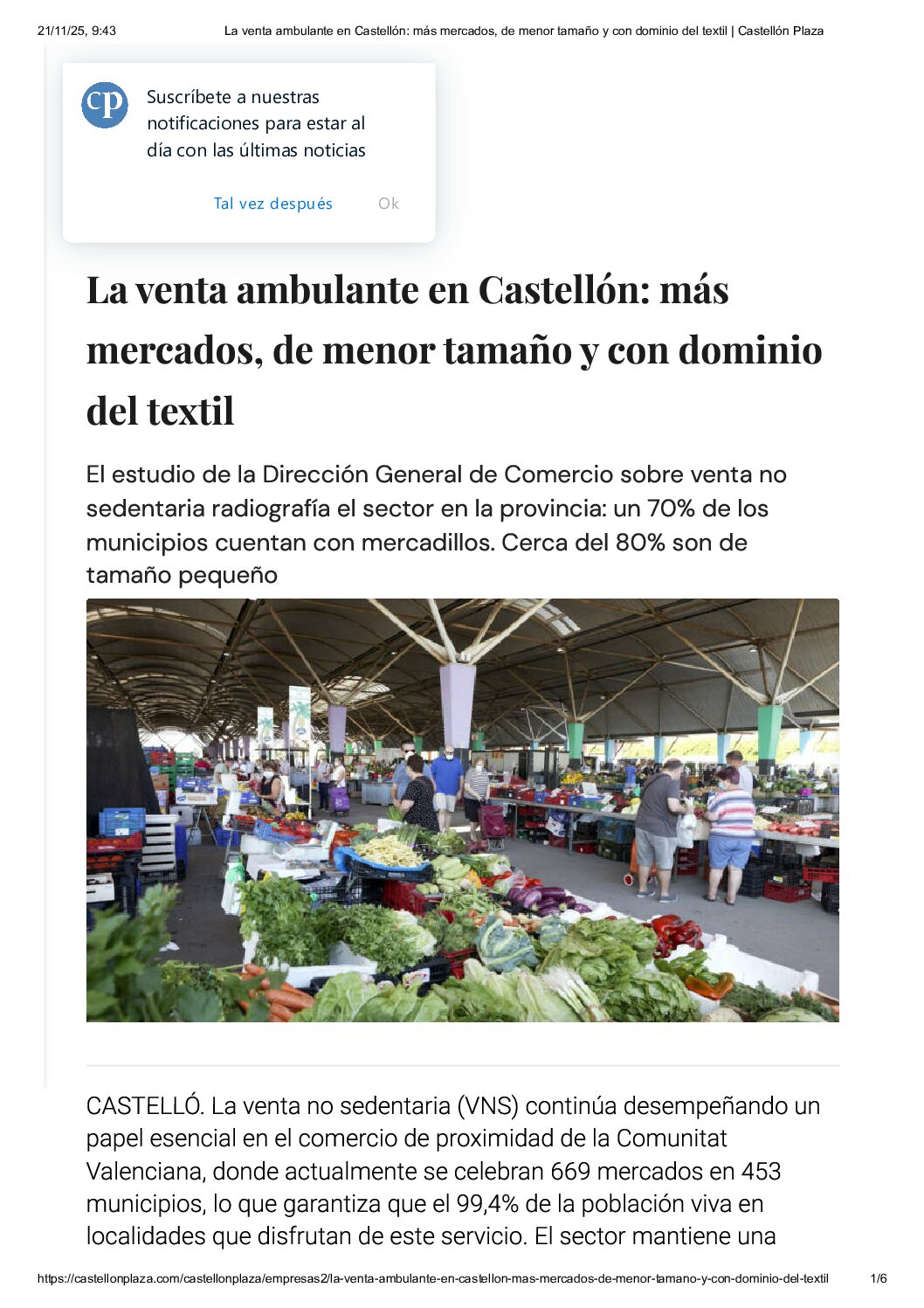 La venta ambulante en Castellón – Noticia 2024