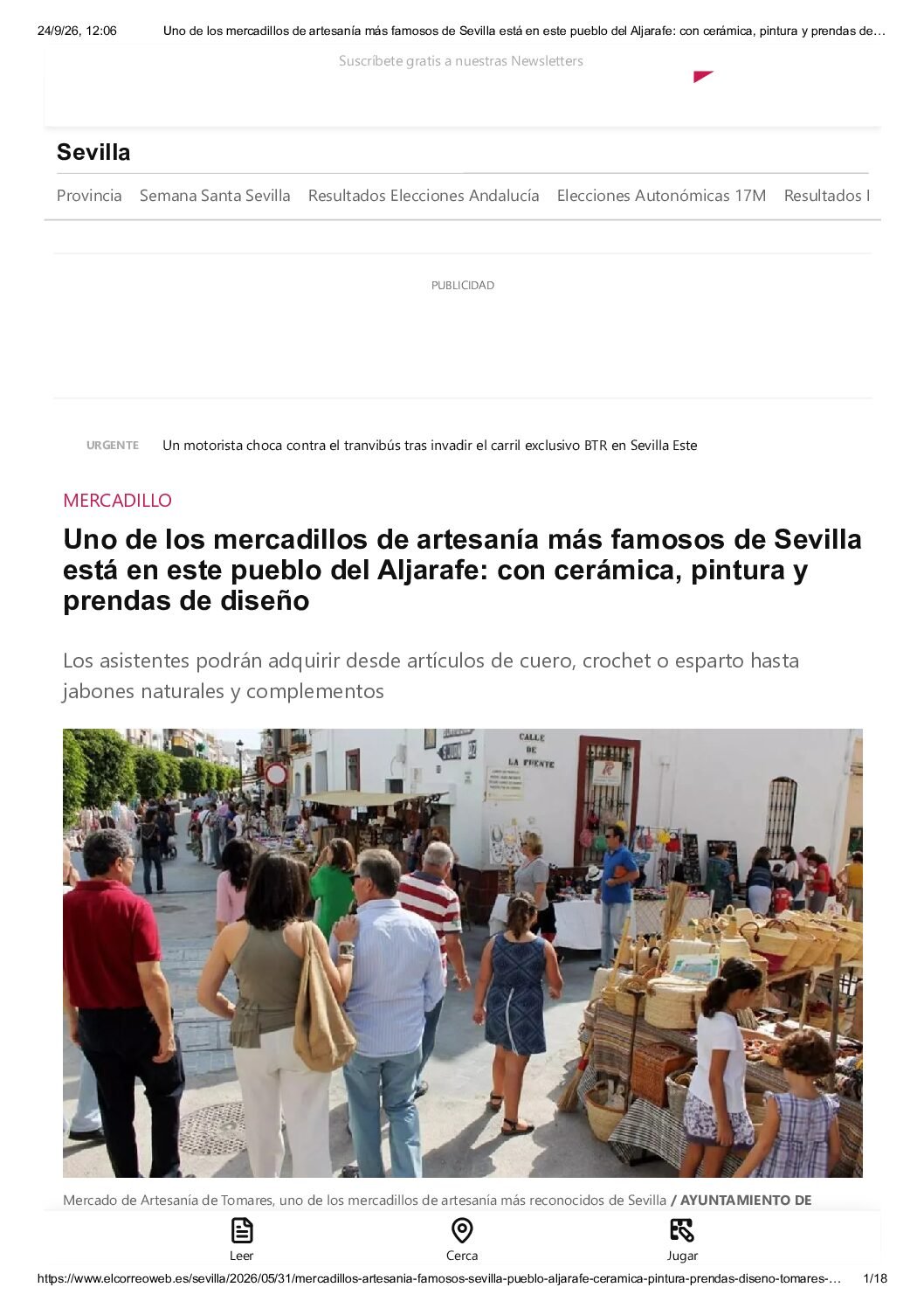 Mercadillo de Tomares – Uno de los mercadillos de artesanía más famosos de Sevilla está en este pueblo del Aljarafe: con cerámica, pintura y prendas de diseño.