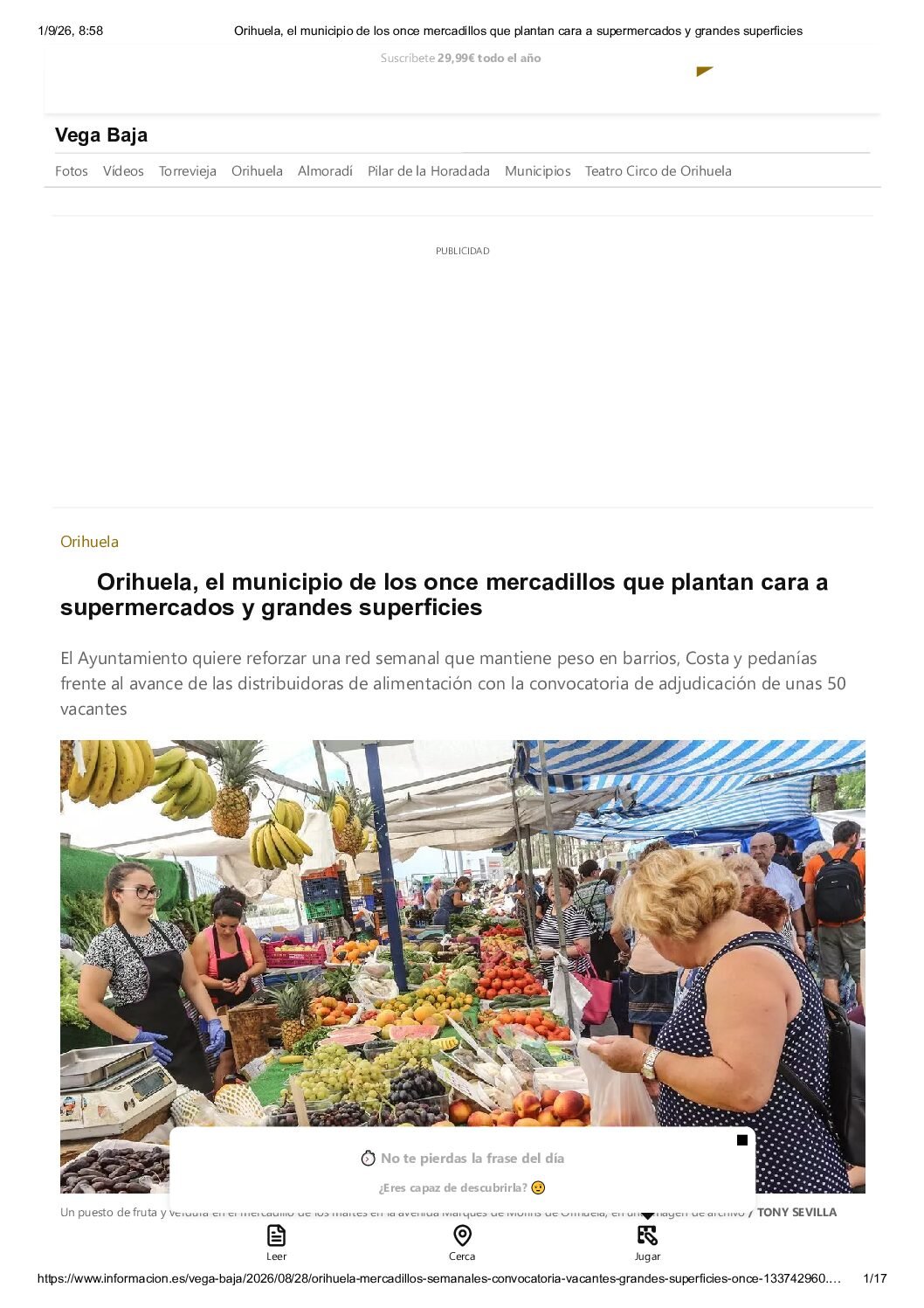 Orihuela, el municipio de los once mercadillos que plantan cara a supermercados y grandes superficies